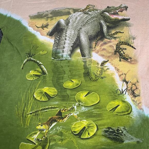 Vintage Alligator/Crocodile Wildlife Graphic T-Shirt Men’s M Swamp Animal Tee - Picture 2 of 8